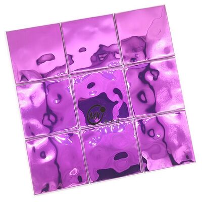 300X300MM Luxury Wall Tiles Decorative Stainless Steel Metal Violet Square Mirror  Mosaic For Backsplash
