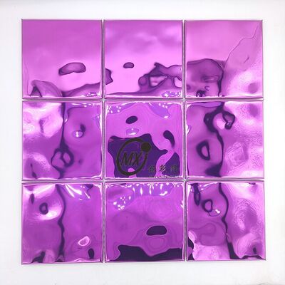 300X300MM Luxury Wall Tiles Decorative Stainless Steel Metal Violet Square Mirror  Mosaic For Backsplash