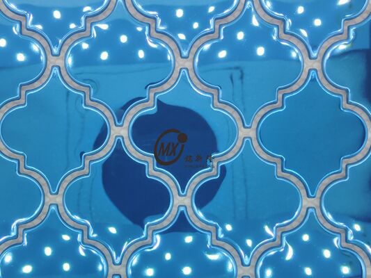 Mirror 8k Bule Grandeur 3D Effect Stainless Steel Mosaic Wall Tile For Home Decor Background