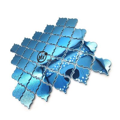 Mirror 8k Bule Grandeur 3D Effect Stainless Steel Mosaic Wall Tile For Home Decor Background
