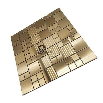Factory Price New Design   Gold Metal   Brushed   Stainless Steel Mosaic Wall Tile For Hotel  Bar Room