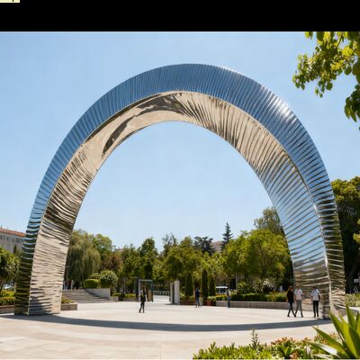 Good price Arc Silver 316L Bright Mirror Stainless Steel Sculpture Park For Architecture Center Project online