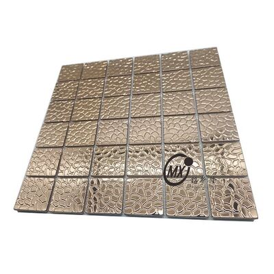 Good price Rose Gold 3D Textured 201 304  Stainless Steel Mosaic Tiles - Luxury Metal Wall Decor For Hotel/KTV Backsplash online