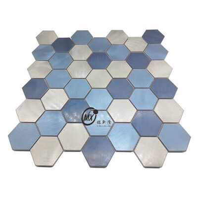 Good price Blue & Silver Mixed Brushed Metal Hexagon Mosaic Tiles - Hotel/Kitchen/Bathroom Wall Floor Decor Tiles online