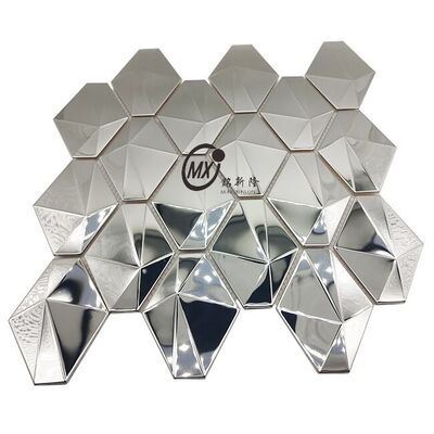 Good price Chessboard Pattern Stainless Steel and Glass Mix Mosaic Tiles online