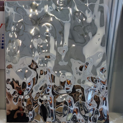 0.5MM Thickness Silver Mirror Pvd Color Stainless Steel Water Ripple Sheet With Honeycomb Panel