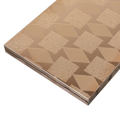 Gold Beadblasted Color 304 Stainless Steel Etched Sheet For Interior