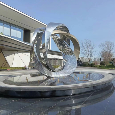 304 Gold Mirror Polished Tree Design 316L Stainless Steel Sculpture In Outdoor Square Decoration