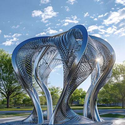 Color Painting Metal 304 Stainless Steel Outdoor Abstract Sculpture For Park
