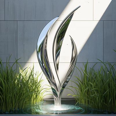 304 Finishes 3D Mirror Polished 316L Stainless Steel Sculpture  In Office Building