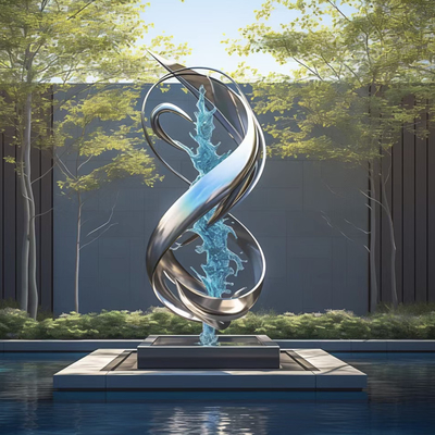 Custom 304 Mirror Polished Water Nozzle Spray Sculpt 316L Stainless Steel Sculpture For Shopping Mall