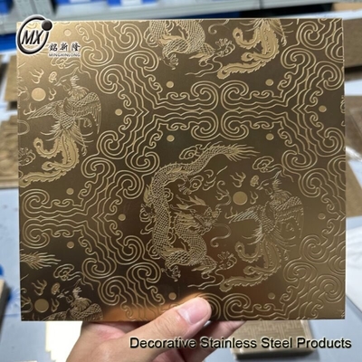 Gold Customized Design  304 Colored Etched Stainless Cladding Elevator Door Decorative Sheet Plate  For Hotel Project