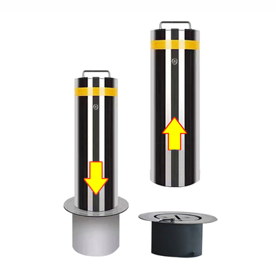 Silver Finished Outdoor Hairline Brushed Stainless Steel Bollard For Street Projects With Flash Light