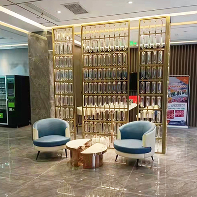 Bronze Color Stainless Steel Room Divider With Glass Custom Design