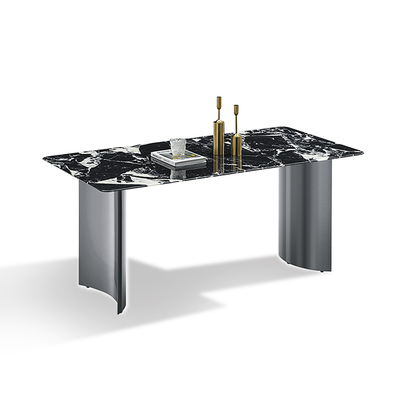 Sintered Stone Tabletop Double Round Arc Stainless Steel Table Legs Light Luxury Stainless Steel Dining Table