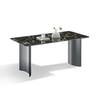 Sintered Stone Tabletop Double Round Arc Stainless Steel Table Legs Light Luxury Stainless Steel Dining Table