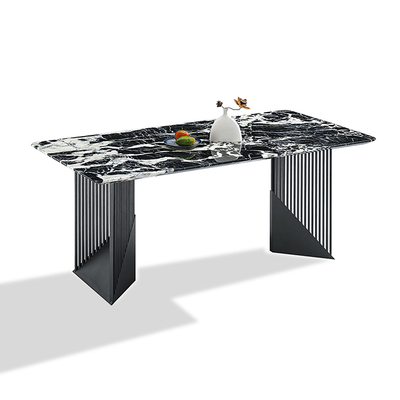 Modern Pandora Pattern Sintered Stone Tabletop PVD Coating Gold Color Mirror Stainless Steel Base Dining Table