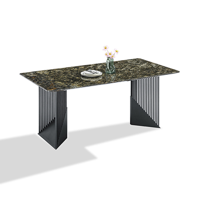 Modern Pandora Pattern Sintered Stone Tabletop PVD Coating Gold Color Mirror Stainless Steel Base Dining Table