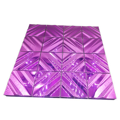 Wall Decoration Violet Diamond Grid Shine Mirror  Metal Mosaic Ceramic Tile