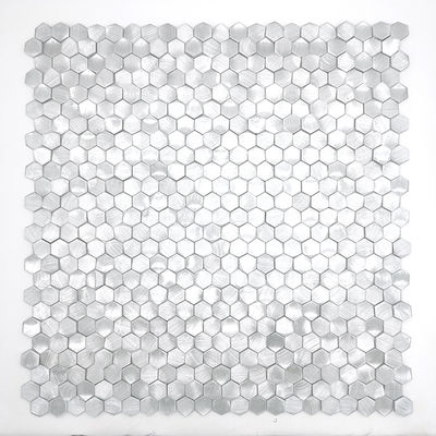 98*98MM Hexagon Hairline   SLIVER Metal Mosaic Ceramic Tile