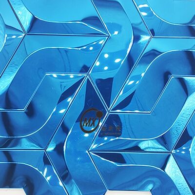 Middle East Blue Mirror Surface  Popular Decor Rose Gold And Silver Color Aluminum Metal Mosaic Tile