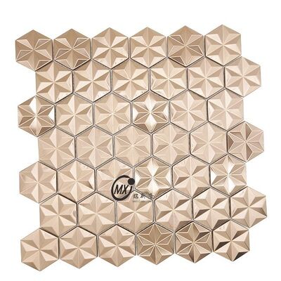 Middle East Blue Brushed Surface  Popular Decor Rose Gold And Silver Color Aluminum Metal Mosaic Tile