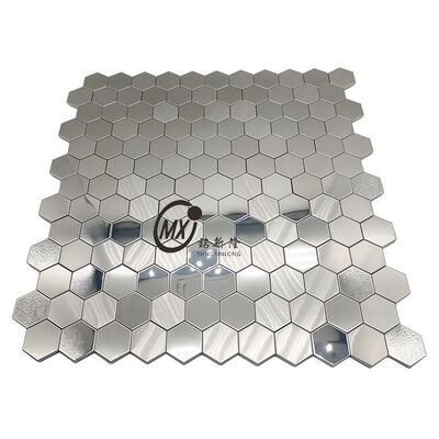 Good price Sliver  Hexagon Polished Stainless Steel Mosaic Square Tile Waterproof Oil-Proof For Bathroom Wall Decor online
