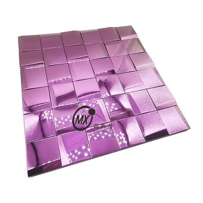 Purple 3D Mirror  Mosaic Tiles Stick Metal Wall Decor For Kitchen Backsplash/Bathroom Wholesale  Interior Decoration Materials