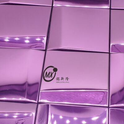 Purple 3D Mirror  Mosaic Tiles Stick Metal Wall Decor For Kitchen Backsplash/Bathroom Wholesale  Interior Decoration Materials