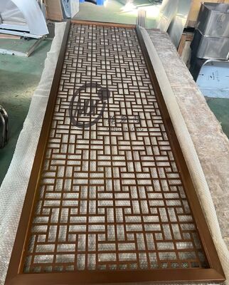Good price Traditional Oriental Stainless Steel Screen Partition with PVD Plating Titanium and Landscape Design in Mirror 8k Polish online