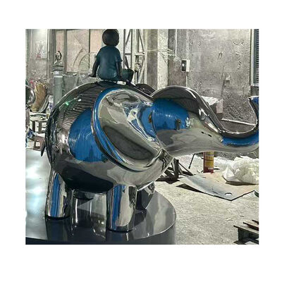 Good price Luxury Hotel Lobby Custom Blue Silver 201 304 316L  Stainless Steel Elephant Statue for Commercial Plaza Decoration online